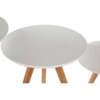 White and Natural Oak Wood Set of 3 Side Tables