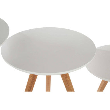 White and Natural Oak Wood Set of 3 Side Tables