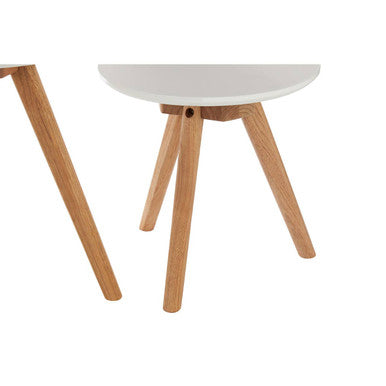 White and Natural Oak Wood Set of 3 Side Tables