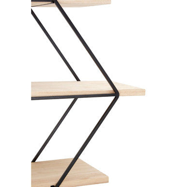 Black and Natural Wooden 3 Tier Diamond Shaped Wall Shelf