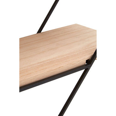 Black and Natural Wooden 3 Tier Diamond Shaped Wall Shelf