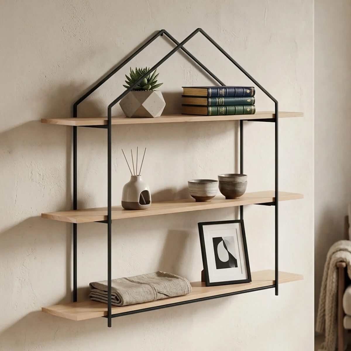 3 Tier Wooden Wall Shelves