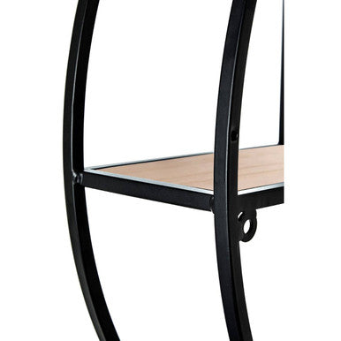 Black and Natural Wooden 3 Tier Round Wall Shelf