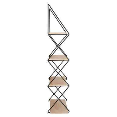 Black and Natural Wooden 4 Tier Wall Shelf