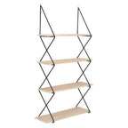 Black and Natural Wooden 4 Tier Wall Shelf