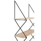 Black and Natural Wooden 4 Tier Wall Shelf