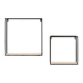 Black and Natural Wooden Set of 2 Square Wall Shelves