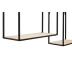 Black and Natural Wooden Set of 2 Square Wall Shelves