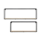 Black and Natural Wooden Set of 2 Rectangular Wall Shelves