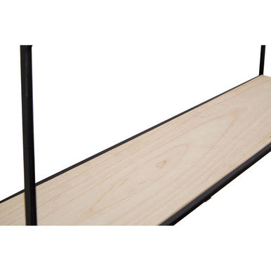 Black and Natural Wooden Set of 2 Rectangular Wall Shelves