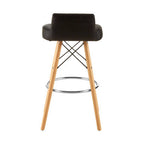 Black Leather Effect Bar Stool with Wood Legs