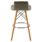 Light Grey Leather Effect Bar Stool with Wood Legs