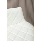 White Leather Effect Quilted Bar Stool with Wood Legs