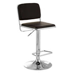 Black Leather Effect Adjustable Bar Stool with Chrome Finish Base