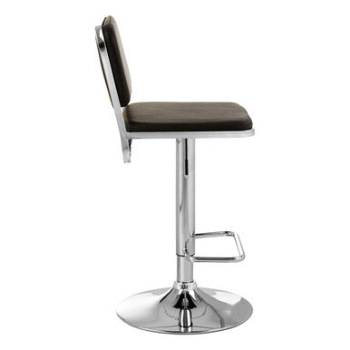 Black Leather Effect Adjustable Bar Stool with Chrome Finish Base