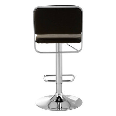 Black Leather Effect Adjustable Bar Stool with Chrome Finish Base
