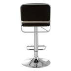 Black Leather Effect Adjustable Bar Stool with Chrome Finish Base