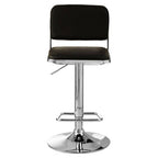 Black Leather Effect Adjustable Bar Stool with Chrome Finish Base