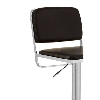 Black Leather Effect Adjustable Bar Stool with Chrome Finish Base