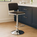 Black Leather Effect Adjustable Bar Stool with Chrome Finish Base