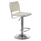 White Leather Effect Adjustable Bar Stool with Chrome Finish Base