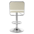 White Leather Effect Adjustable Bar Stool with Chrome Finish Base