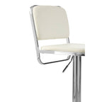 White Leather Effect Adjustable Bar Stool with Chrome Finish Base