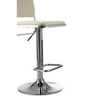 White Leather Effect Adjustable Bar Stool with Chrome Finish Base