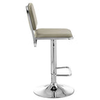 Light Grey Leather Effect Adjustable Bar Stool with Chrome Base