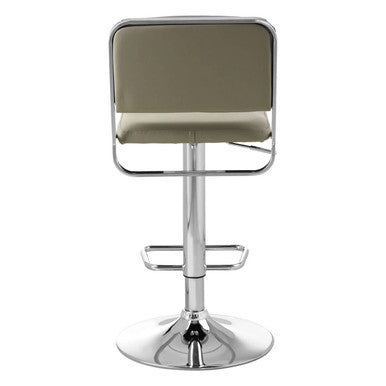 Light Grey Leather Effect Adjustable Bar Stool with Chrome Base