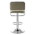 Light Grey Leather Effect Adjustable Bar Stool with Chrome Base