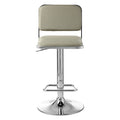 Light Grey Leather Effect Adjustable Bar Stool with Chrome Base
