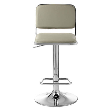 Light Grey Leather Effect Adjustable Bar Stool with Chrome Base