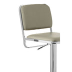 Light Grey Leather Effect Adjustable Bar Stool with Chrome Base