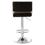 Black Leather Effect Channel Tufted Adjustable Bar Stool