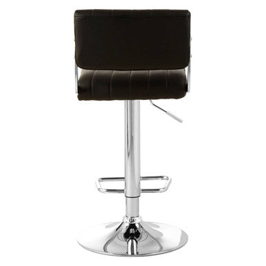 Black Leather Effect Channel Tufted Adjustable Bar Stool