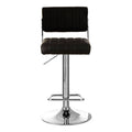 Black Leather Effect Channel Tufted Adjustable Bar Stool
