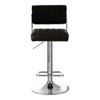 Black Leather Effect Channel Tufted Adjustable Bar Stool