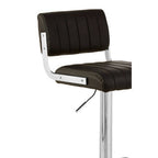 Black Leather Effect Channel Tufted Adjustable Bar Stool