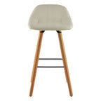 White Leather Effect Bar Stool with Wooden Legs