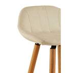 White Leather Effect Bar Stool with Wooden Legs