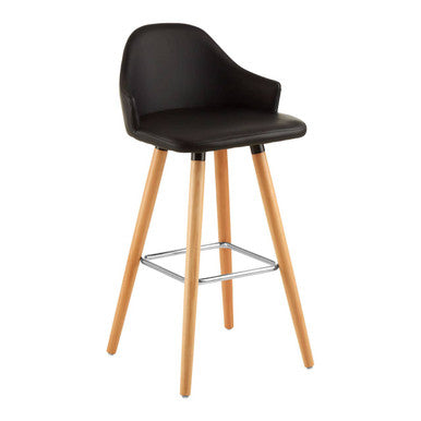 Black Leather Effect Bar Chair with Curved Backrest