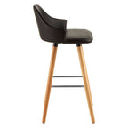 Black Leather Effect Bar Chair with Curved Backrest