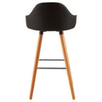 Black Leather Effect Bar Chair with Curved Backrest