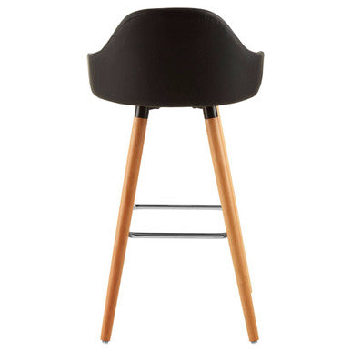 Black Leather Effect Bar Chair with Curved Backrest