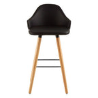 Black Leather Effect Bar Chair with Curved Backrest