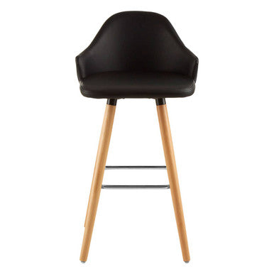Black Leather Effect Bar Chair with Curved Backrest