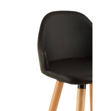 Black Leather Effect Bar Chair with Curved Backrest