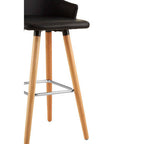 Black Leather Effect Bar Chair with Curved Backrest