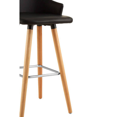 Black Leather Effect Bar Chair with Curved Backrest
